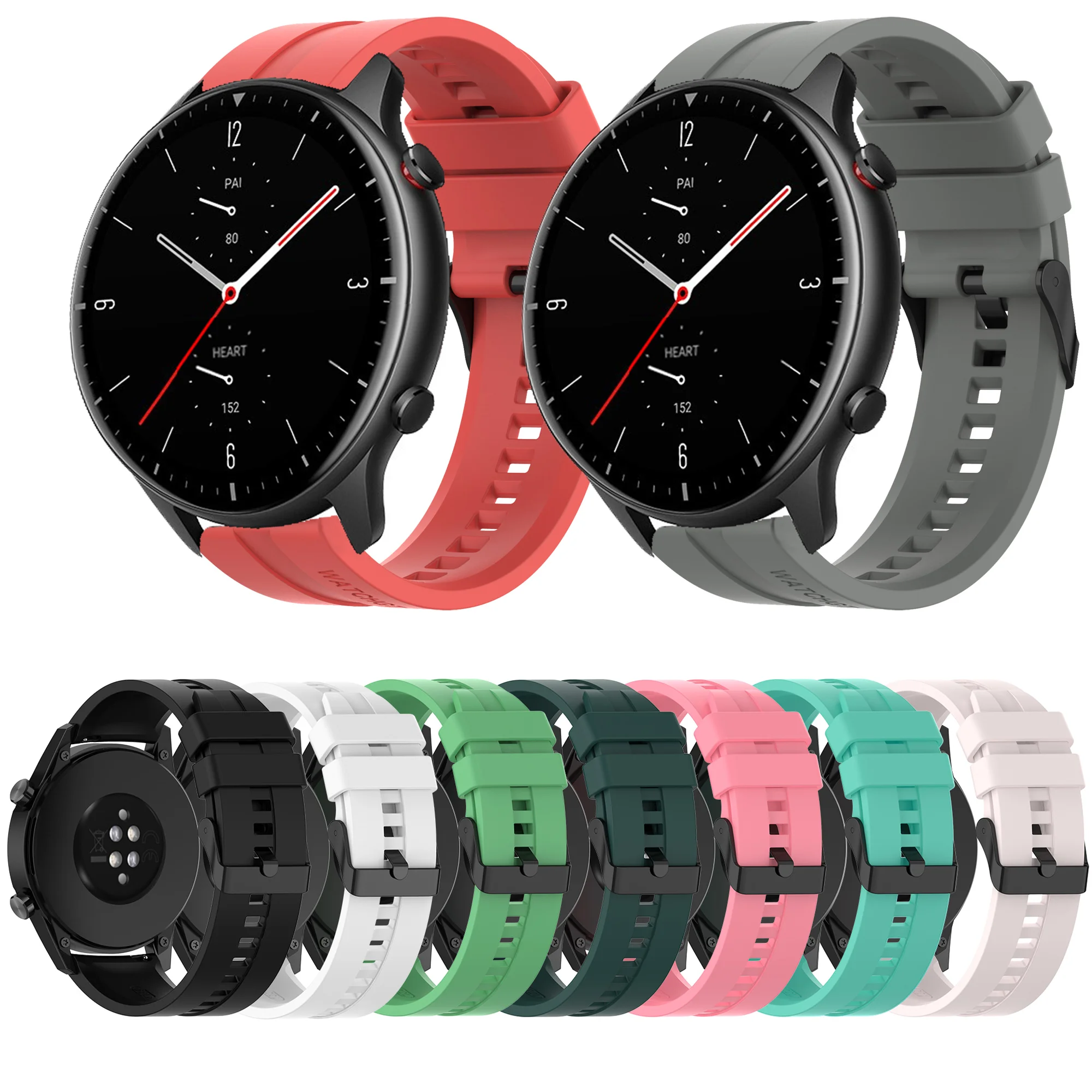 

Силиконовый ремешок 20 мм 22 мм подходит для спортивного ремешка Huami Amazfit GTR Mini GTR3 GTR4 Pro 42 мм 47 мм Bip5 GTR2 GTR2E 2 3 4