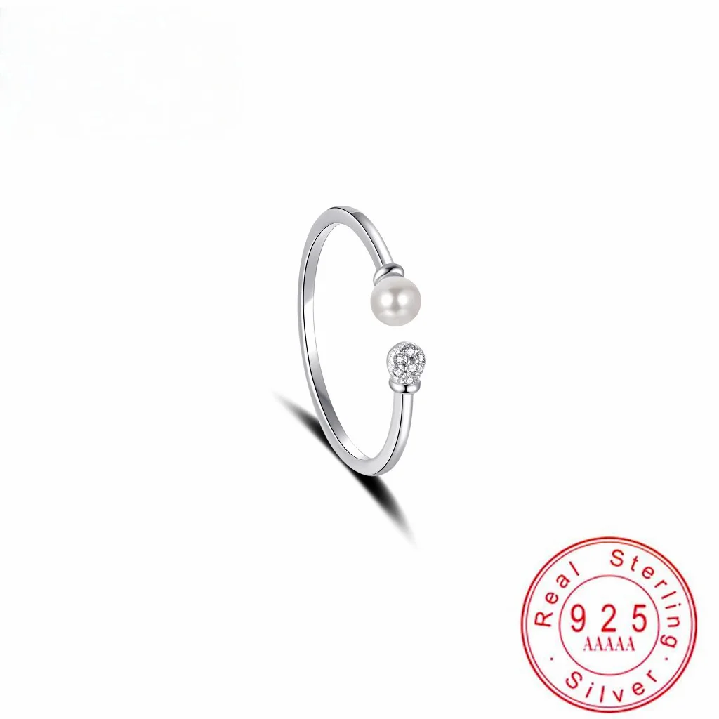 

Легкое роскошное открытое кольцо с инкрустацией цирконом и жемчугом для женщин, стерлинговое серебро 925 пробы, элегантный подарок на годовщину