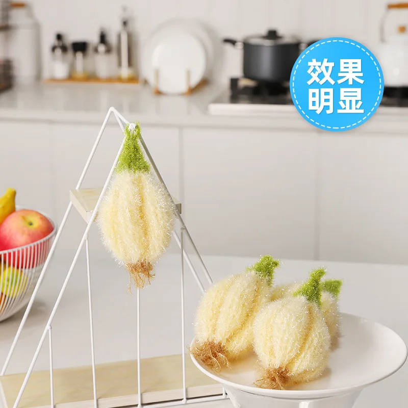 2PCS/LOT Korea High Efficient Anti-grease Garlic Shape Dish Cloth Acrylic Washing Towel Magic Kitchen Cleaning Wiping Rags