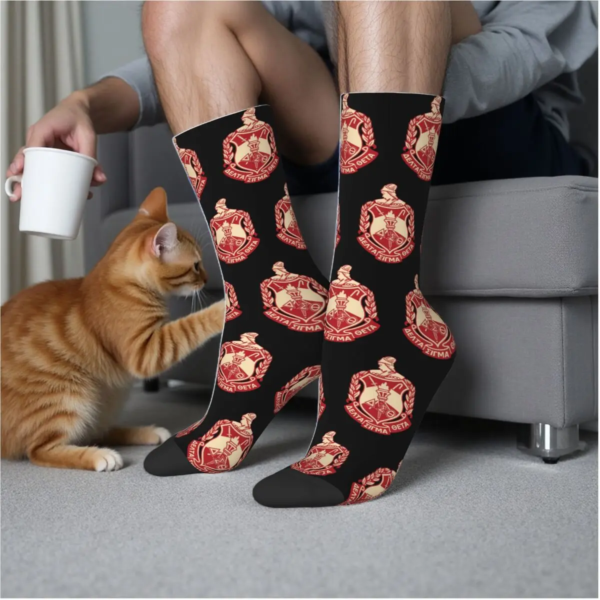 

Носки Delta Sigma Theta Sorority, впитывающие пот чулки в стиле Харадзюку, всесезонные длинные носки, аксессуары для мужчин и женщин, подарки