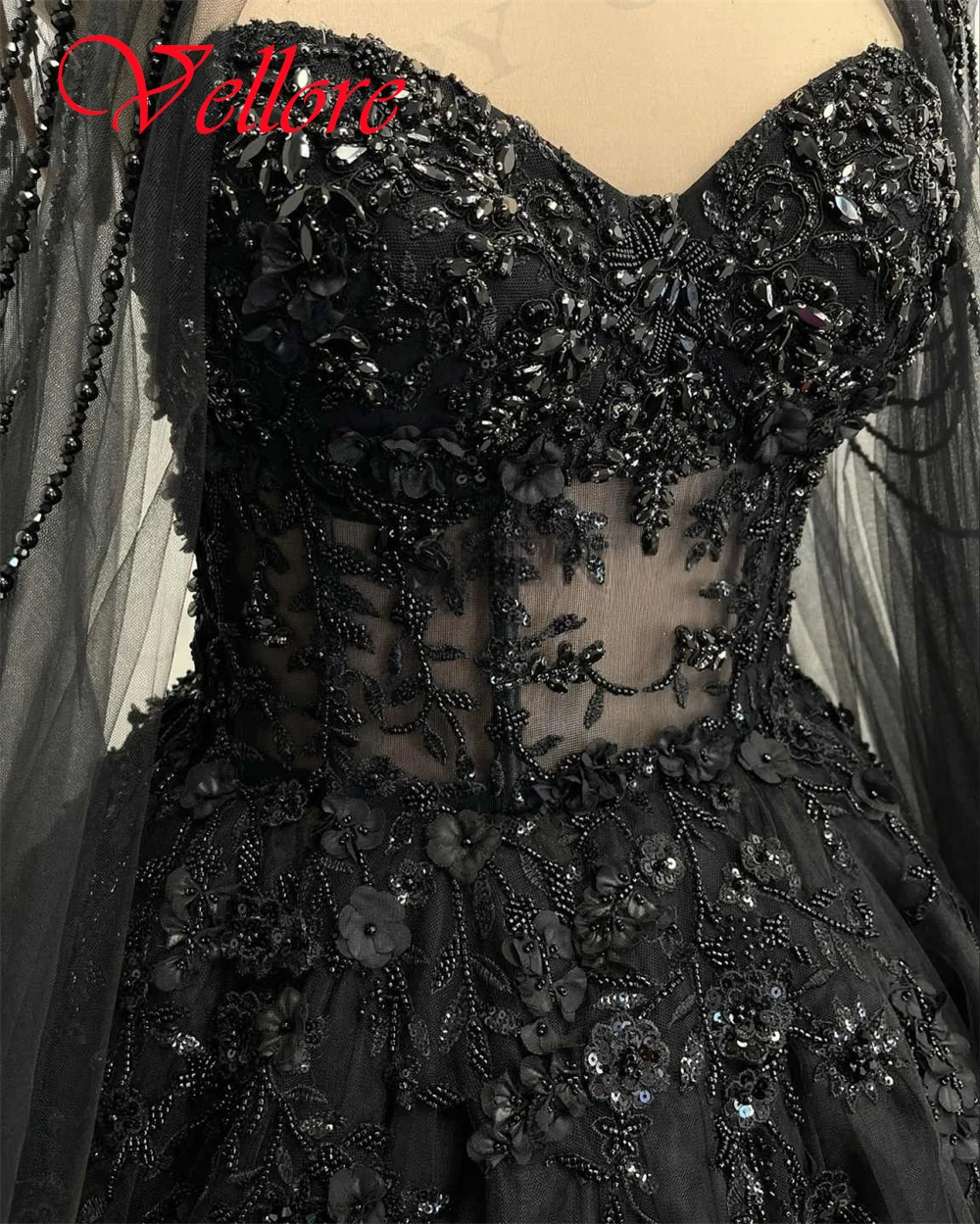 Customized Exquisite Black Tulle Evening Dress High Quality Strapless Shawl Prom Dress Delicate Lace Up Back Homecoming Dress
