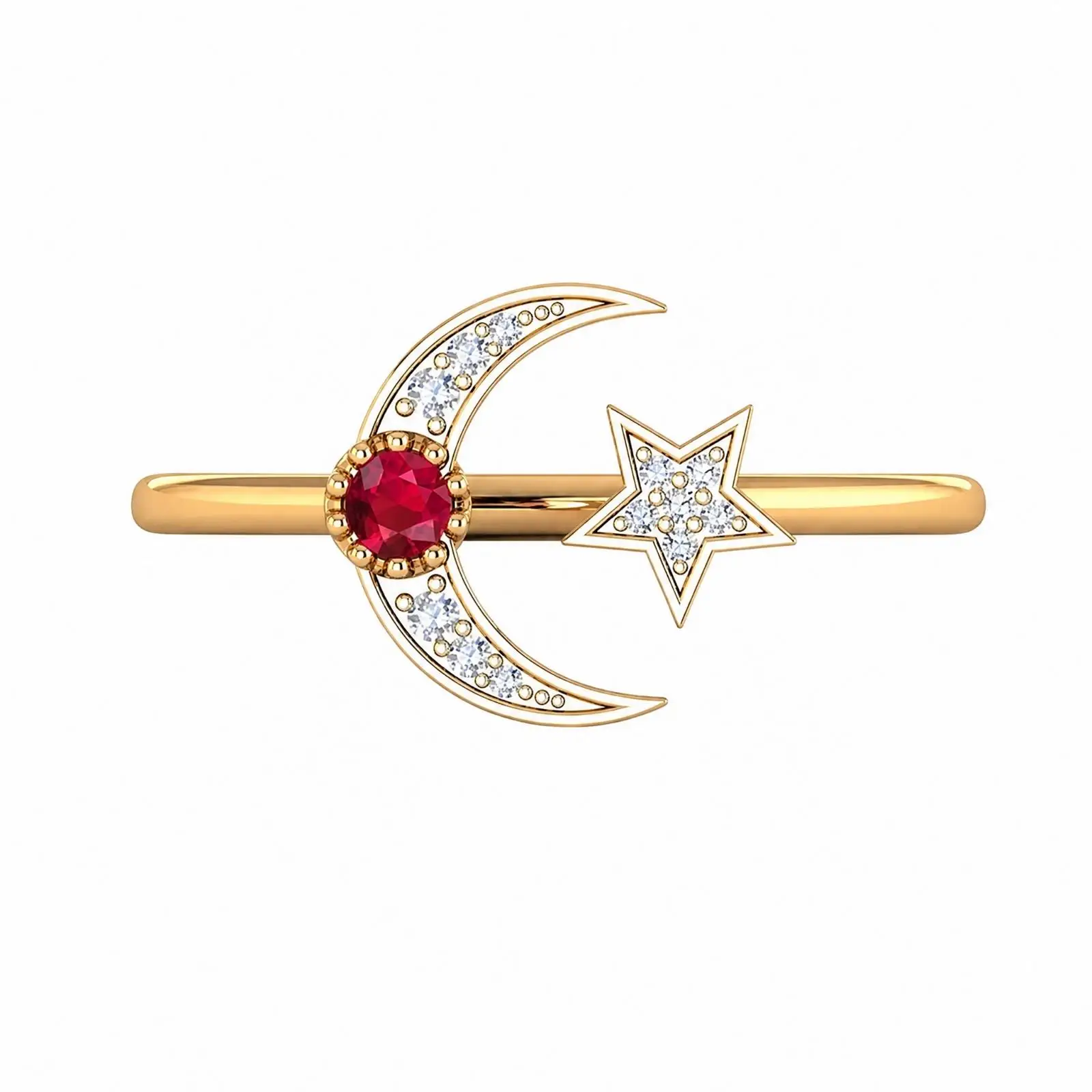 Sterling Silver Moon Star Ring Open Adjustable Band 1 Sterling Silver Moon Star Ring Open Adjustable Band