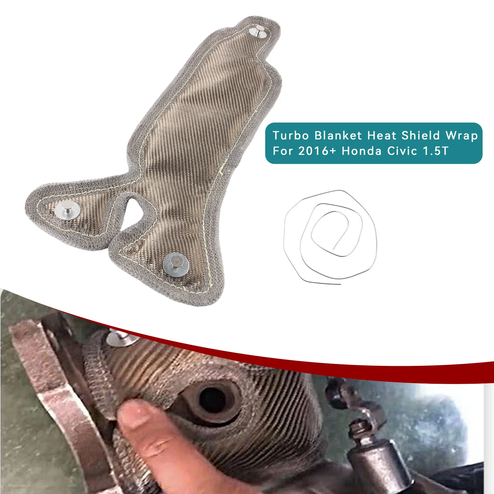 

For 2016+ Honda Civic 1.5T Turbo Blanket Heat Shield Wrap Stainless Steel Mesh Titamium Basalt Fiber
