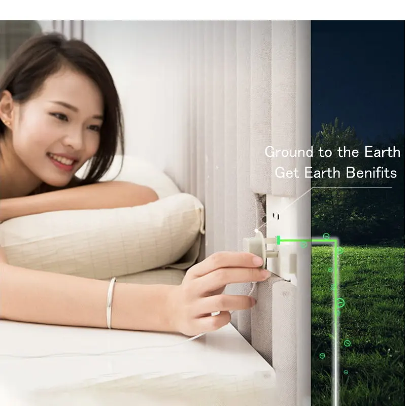 Grounding Flat Sheet with 5 Meter Cord, 60x80 Inches (153x203 cm), White Earthing Bed Sheet for Natural Wellness
