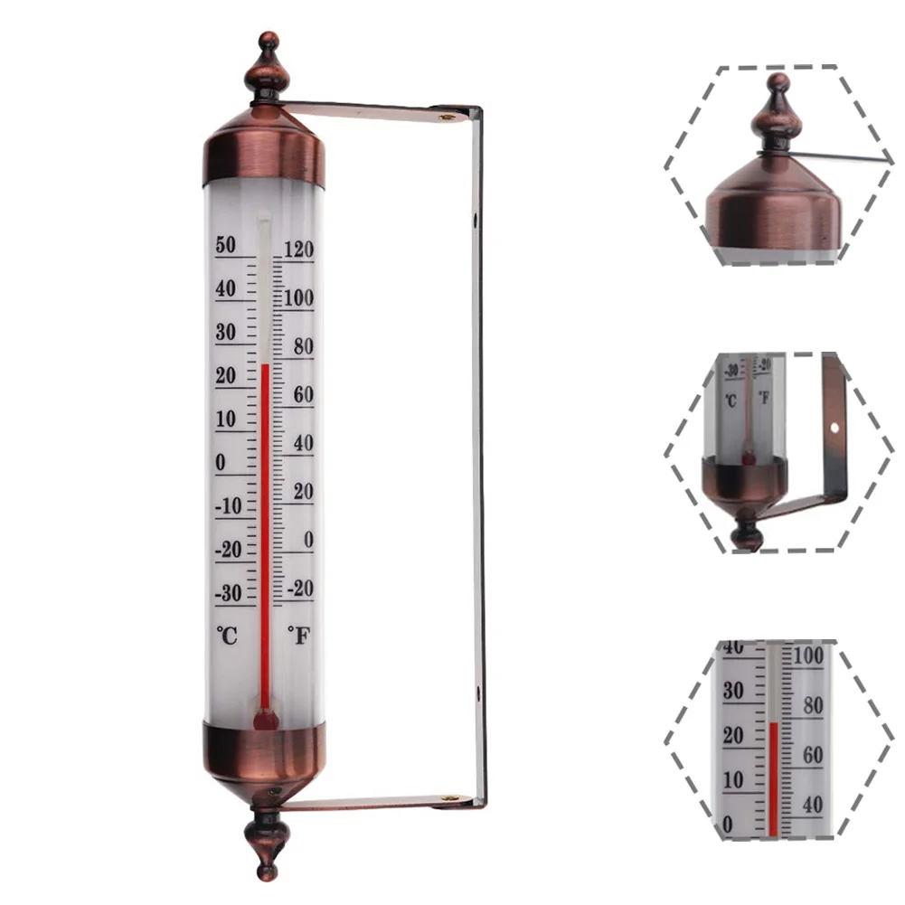 Outdoor Thermometer For Garden Greenhouse Patio Balcony Bronze Outside Wall Thermometer With Adjustable Arm