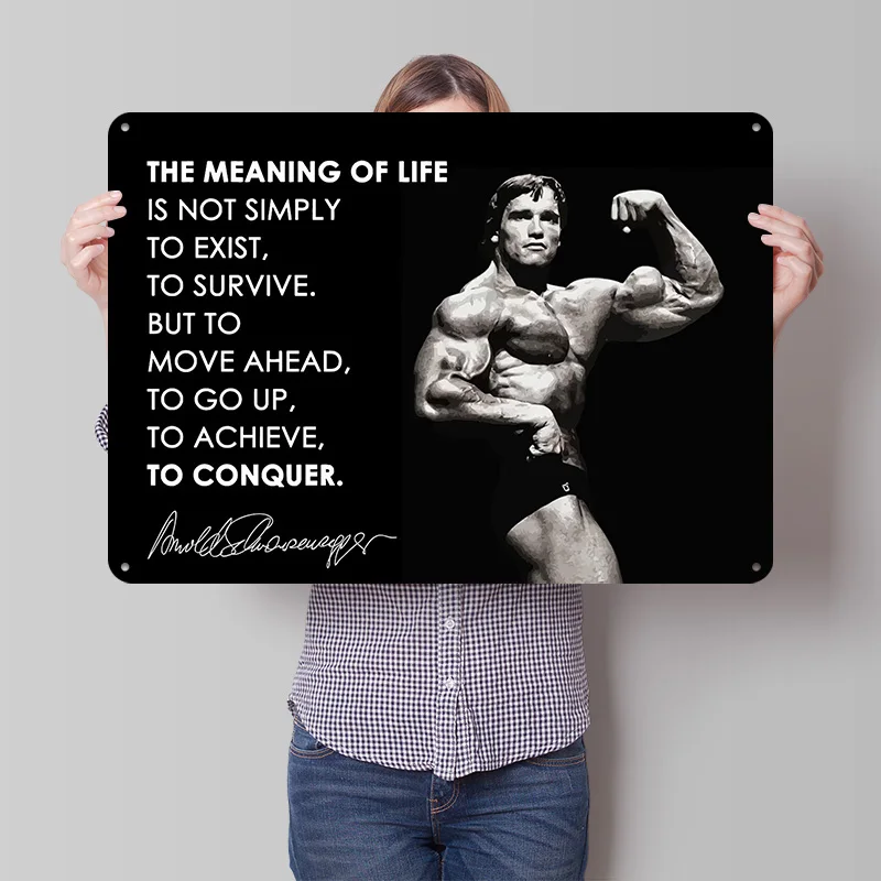 Arnold Schwarzenegger Quote Personalized 3D Textured Metal Poster Wall Art Tinplate Sign for Vintage Retro Decoration Room Decor