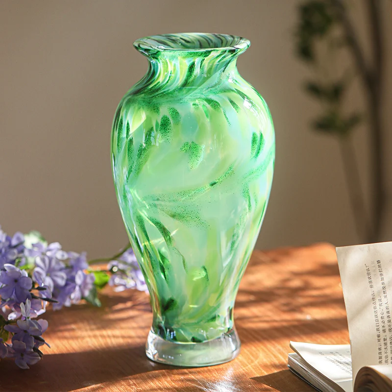 Mid-Century Modern Colored Art Glass Vase Entryway Living Room Display Ornaments Handmade Flower Bottle Aesthetics Home Decor