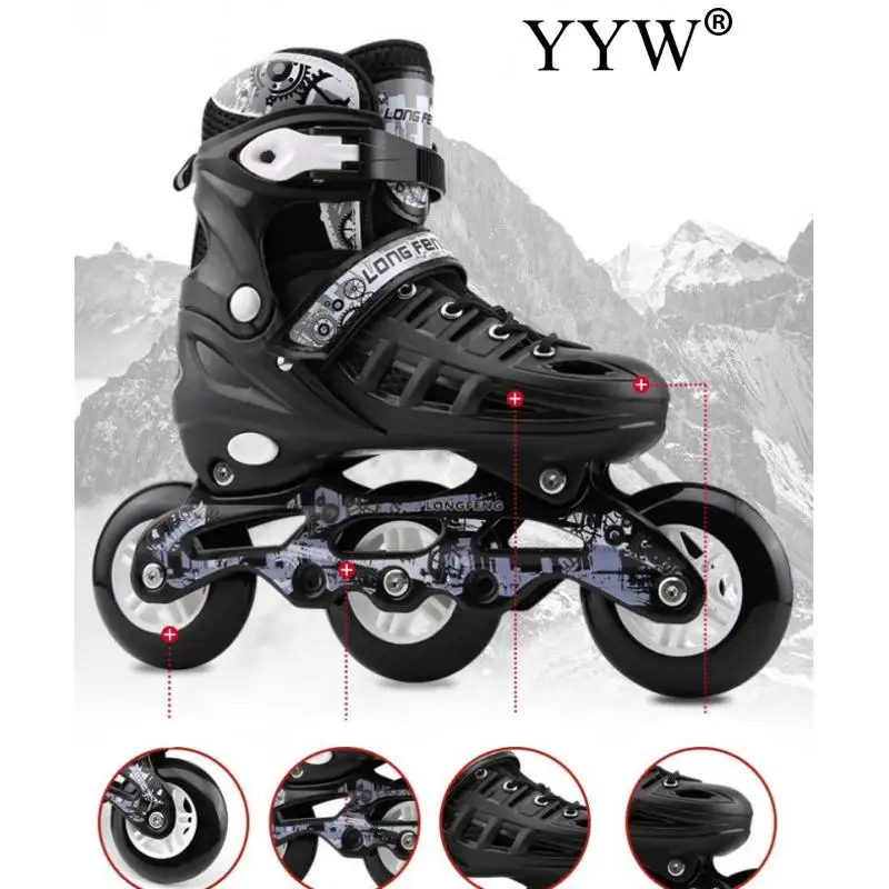 Professional Inline Roller Skate Shoes 3 Wheels Sneakers Kid Men Women Adult Outdoor Racing Speed Skating Adjustable Size Skates