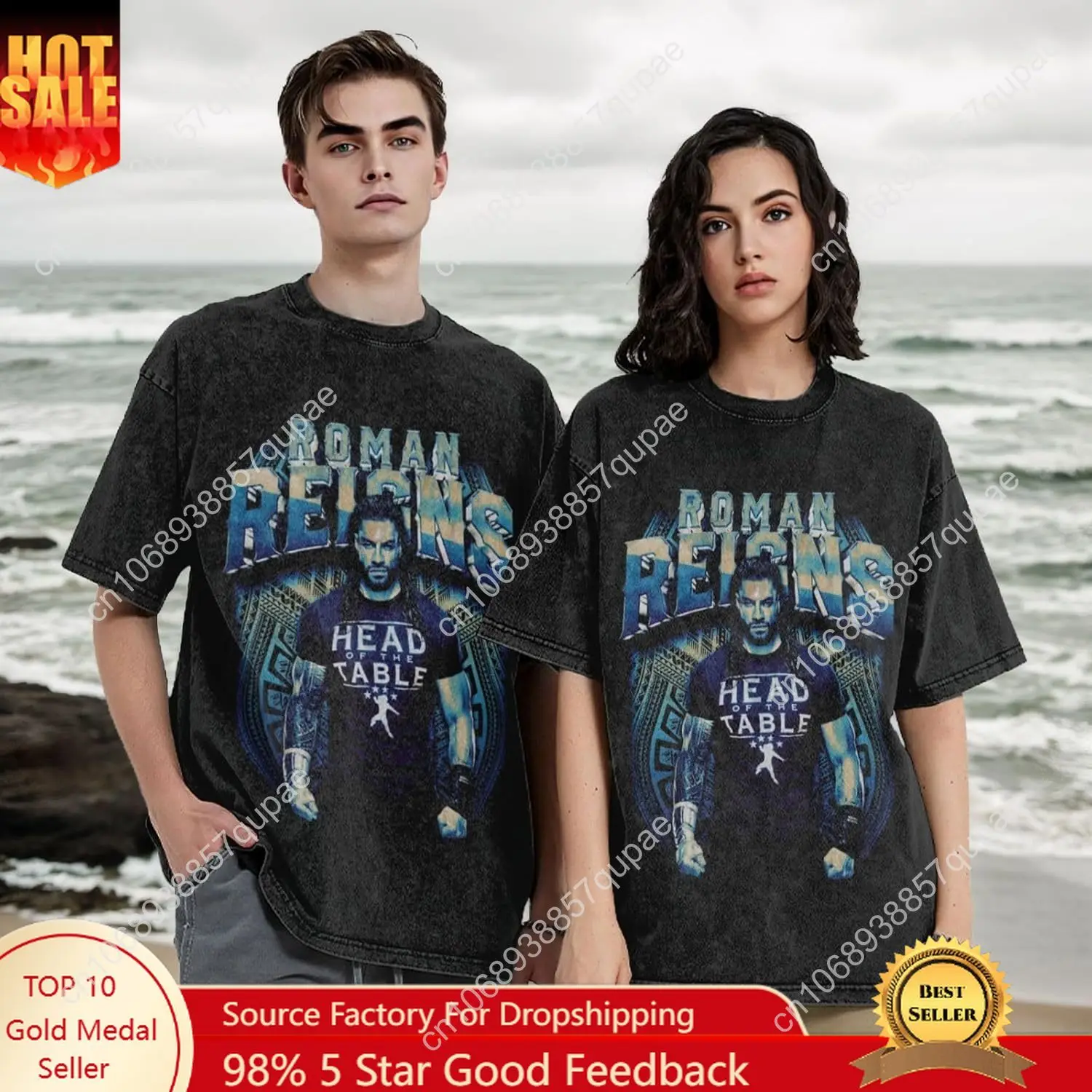 

Roman Reigns Men Woman Vintage Oversized T Shirt Stylish Round Neck Short Sleeve Summer Tee Graphic T-Shirts Unisex