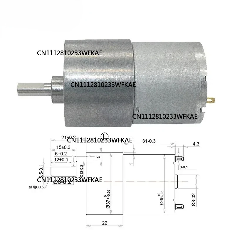 JGB37-3530 DC 12v 24v Gear Reducer Motor Small Speed Regulating Motor Slow Speed Low Speed Large Torque 7-960RPM