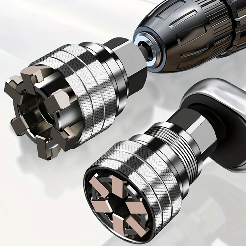 Clé à douille magique universelle réglable de 10 à 19 mm, avec tige, 2 pièces/ensemble, clé à douille à cliquet multifonctionnelle, accessoire d'outils de réparation