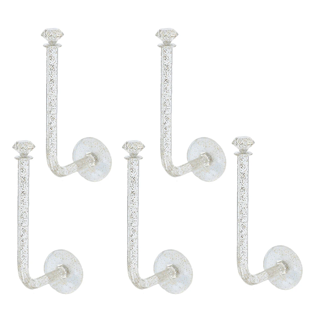 

5 pcs Hair Tie Storage Rack Acrylic Hairband Organizer Clear Glitter Wall Scrunchie Stick Adhesive Female Accessories Display