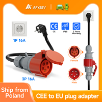 AFYEEV EV Charger CEE Female Plug 5 Pins Red CEE to Schuko Adapter Wall Socket Extend Cable Connect with 11KW 16A 3Phase Charger