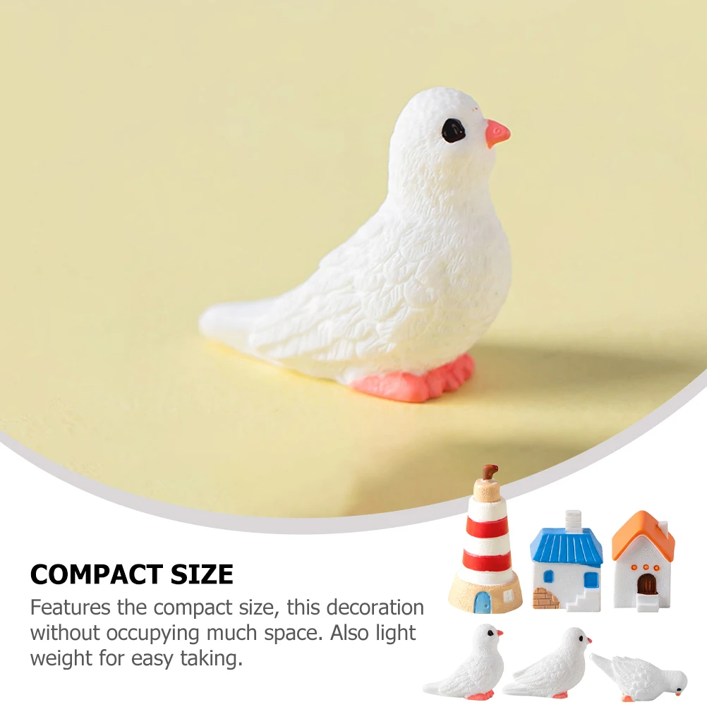 

1 Set Of Island Resin Pigeon Statue Small Garden Ornament For Indoor Outdoor Use Lovely Yard Decorations Miniatures