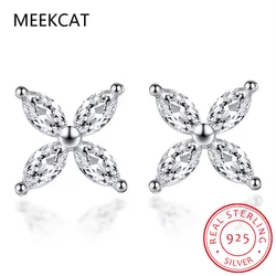 D VVS1 Round Moissanite Stud Earrings for Women Man 4 Stones Classic s925 Sterling Silver Earring with GRA Gift Jewelry