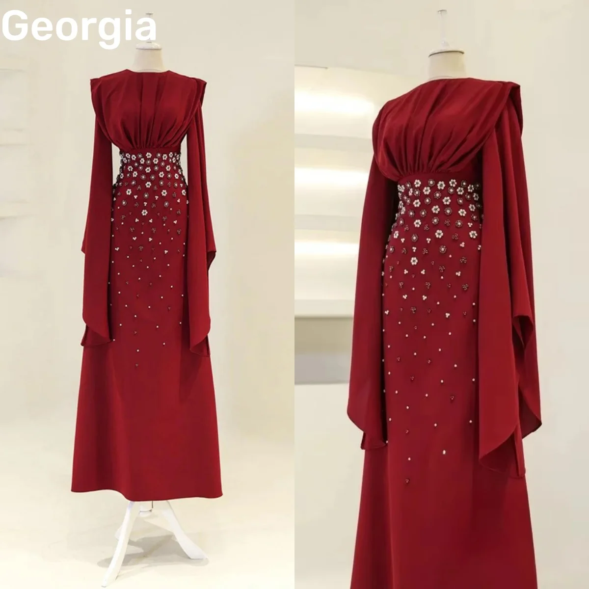 Robes de soirée personnalisées, ligne a, encolure dégagée, robes d'occasion formelles, fermeture éclair, manches longues, robes de bal, longueur au sol, naissance