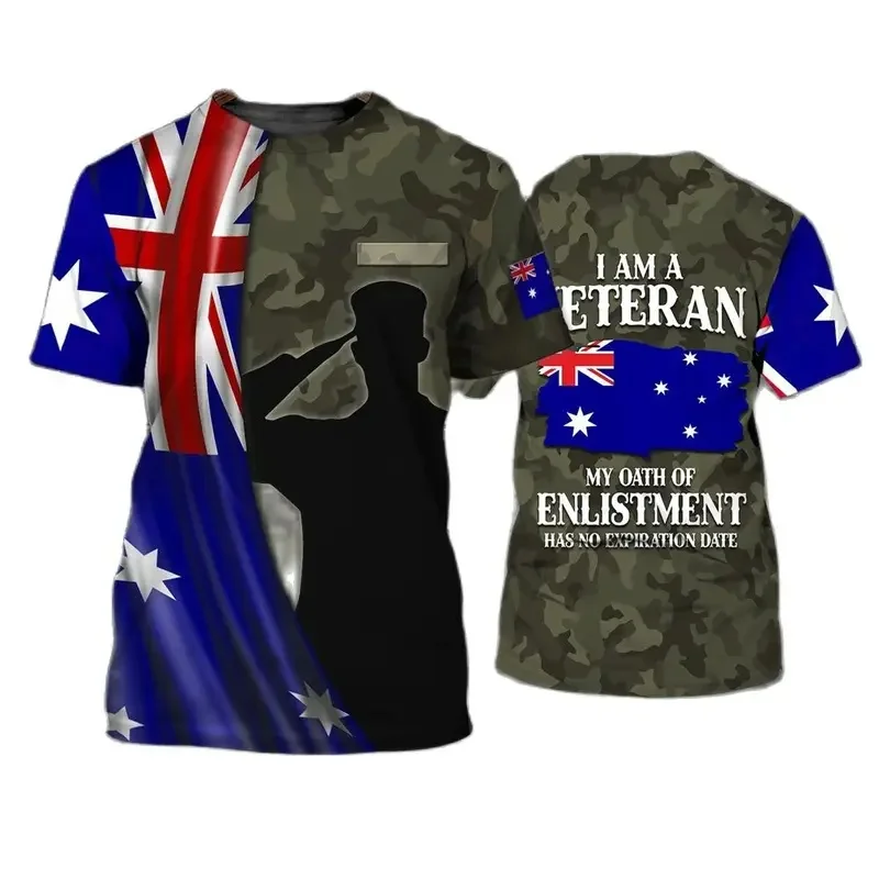 1 Piece Custom Your Picture New Personality Tough Guy Style Flag Print Men'S T-Shirt 3D Camouflage Military Combat Clothing Outd