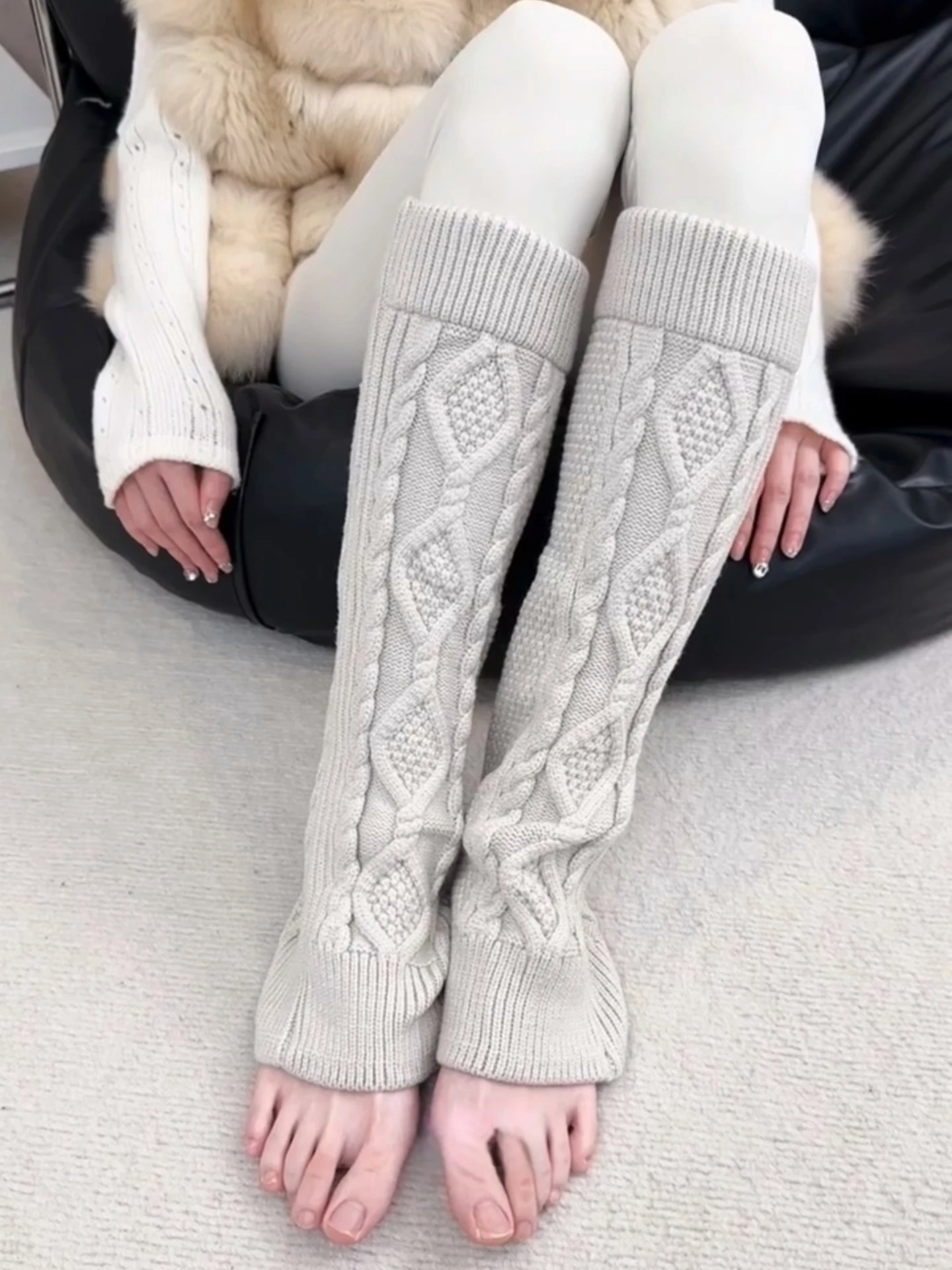 

Шерстяные вязаные чулки-ботфорты Thiened для женщин, осенне-зимние, утягивающие, с высокой талией, с узором