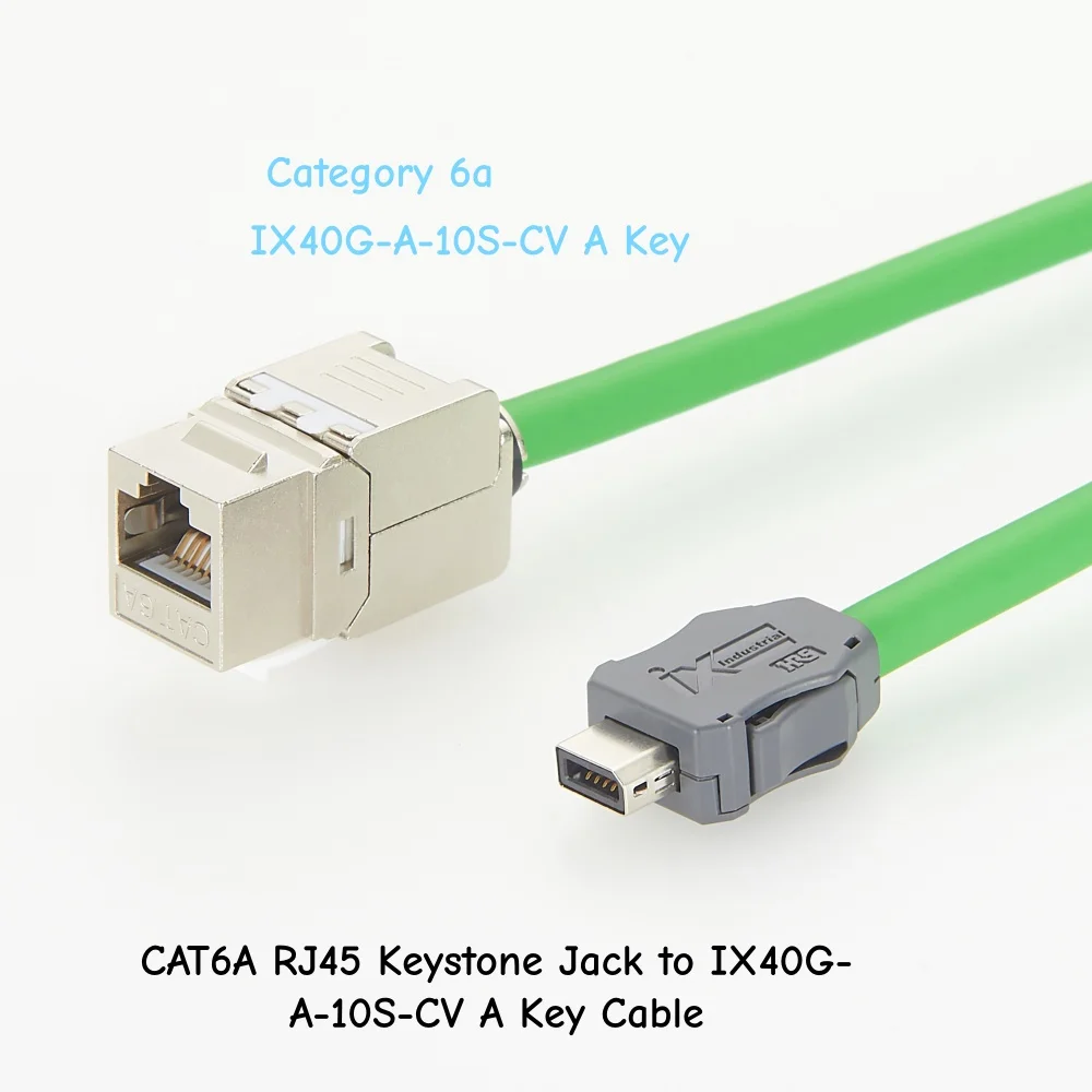 IX Industrial CAT6A Ethernet Cable IX A Key to RJ45 Keystone Jack Shielded 10Gbps Industrial Network Cable for Machine Vision