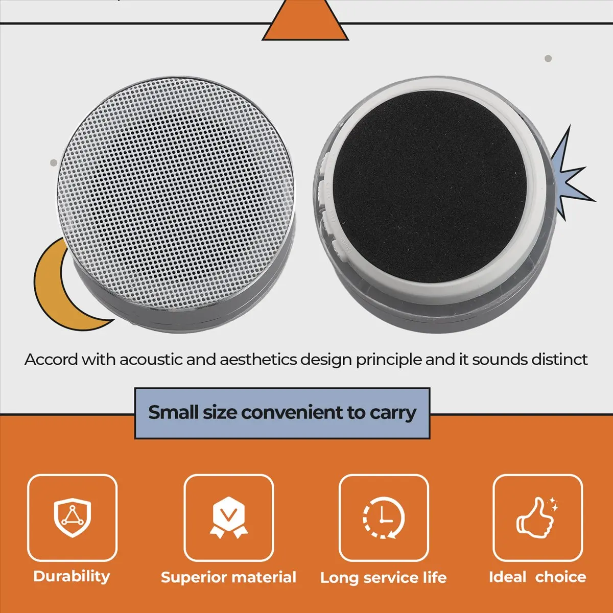 (BOFF) Wireless Mini Super Bass Bluetooth Music Speaker For Samsung iPhone iPad Tablet Silver Grey