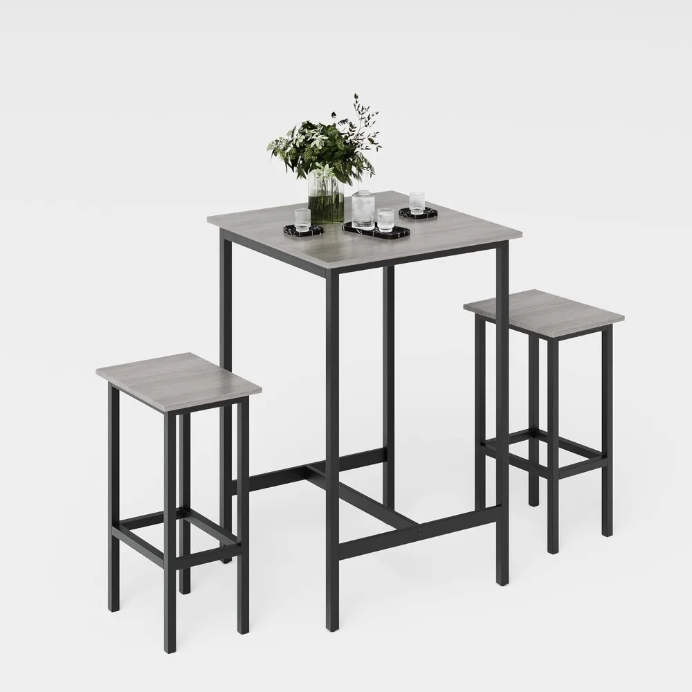 

Gray Bar Table Set Including 2 Stools, 23.62 Wide x 23.62 Deep x 35.43 Tall