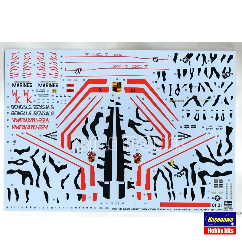 Hasegawa Kunststoff-Flugzeugmodellbausatz 07545 F/A-18D Hornet 'VMFA (AW) -224 Bengals 2024' Limited Edition 1/48