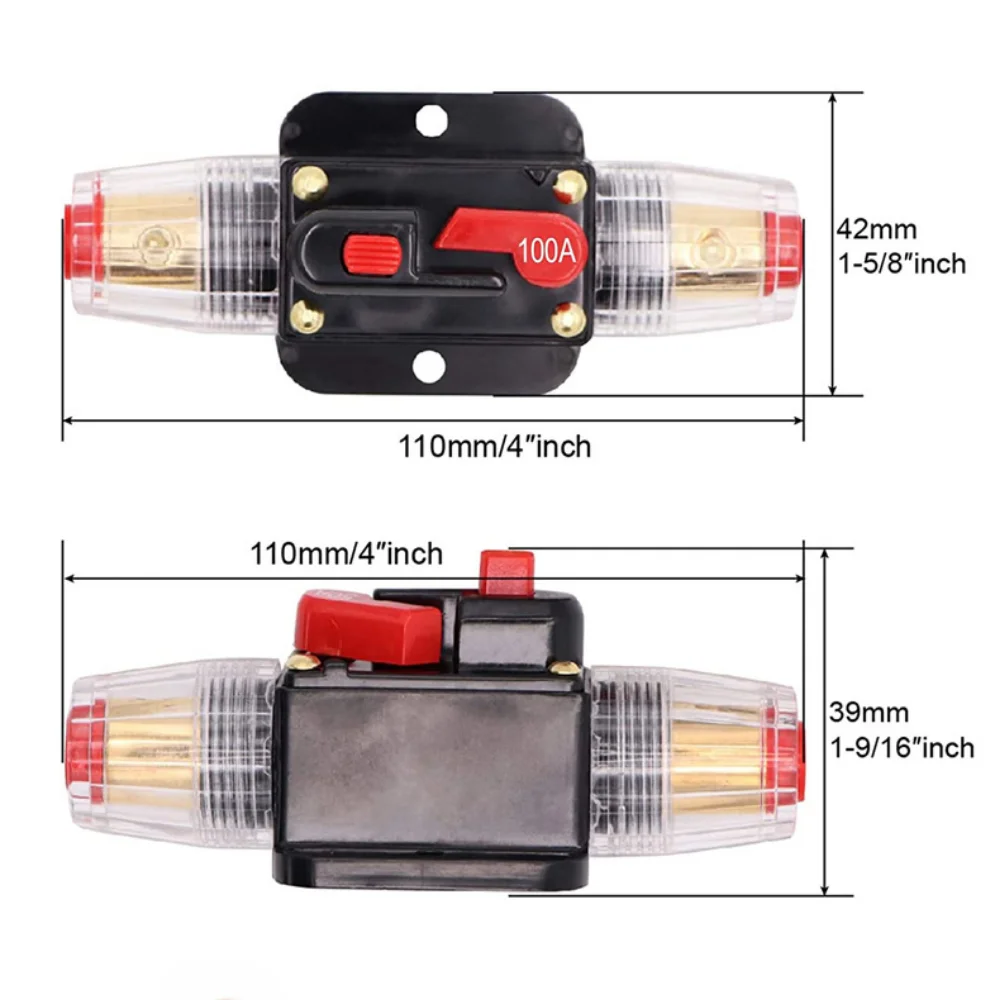 30A 100A Circuit Breaker 12V/24V Resettable Insurance Adapter Car Truck Audio Resettable Fuse Holder Stereo Amplifier Refit