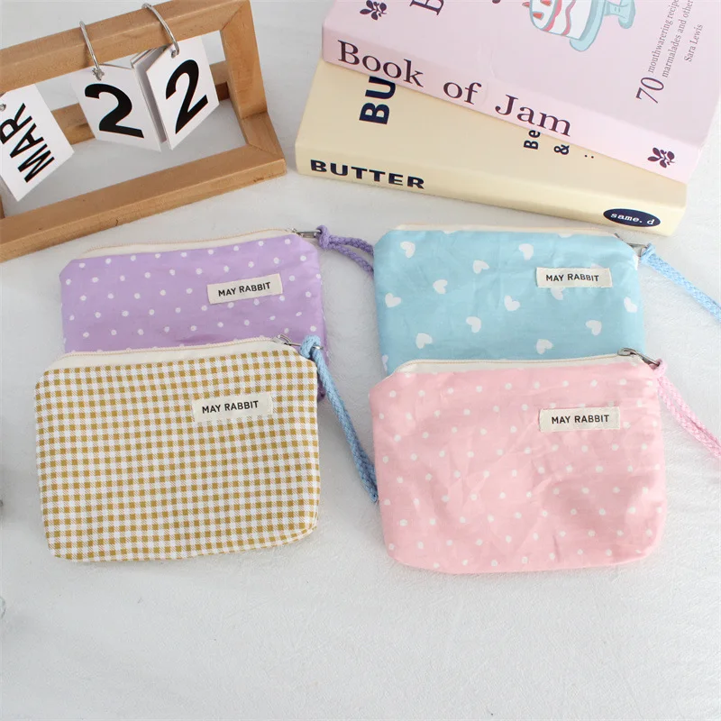 Small Fresh Floral Storage Bag, Portable Lipstick Makeup Bag, Cute Mini Handbag, Travel Wallet