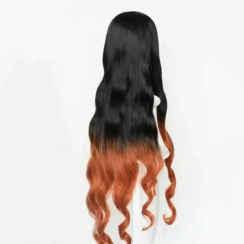 2025halloweenKimetsu no Yaiba Kamado Nezuko Cosplay Wig Heat Resistant Synthetic Hair Wigs + Bamboo Props Sealing Stick