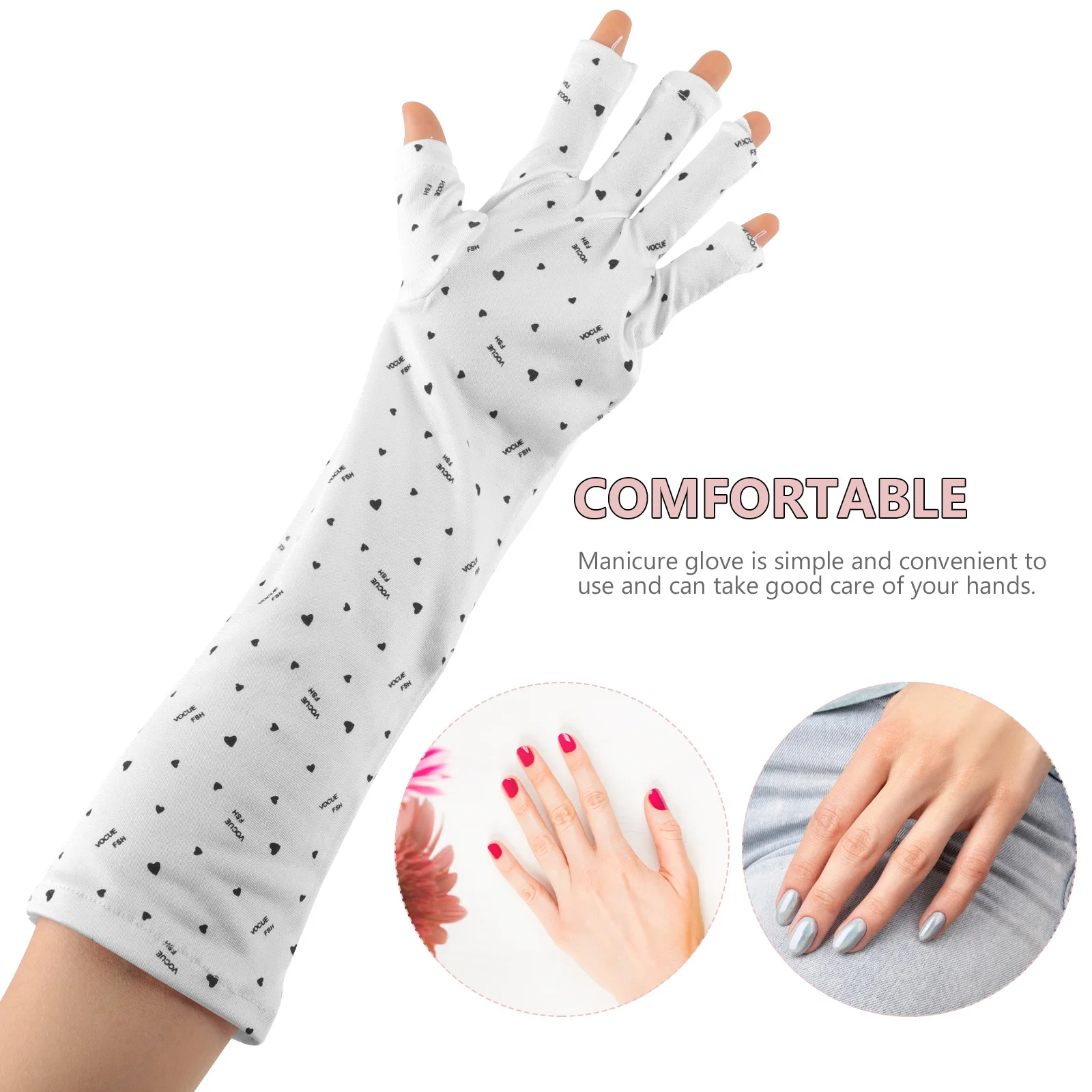 4 قطعة الحب القلب مسمار قسط بسط نصف إصبع الأشعة فوق البنفسجية حماية مانيكير يغطي لمسمار الفن لوازم المضادة للأشعة فوق البنفسجية قفازات #5