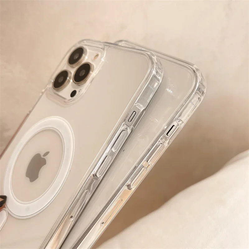 Capa de Carregamento Sem Fio Magnética Magsafe Original Para iPhone 14 13 12 11 Pro Max Mini X XR XS 7 8 Plus SE HD Clear Hard Cover