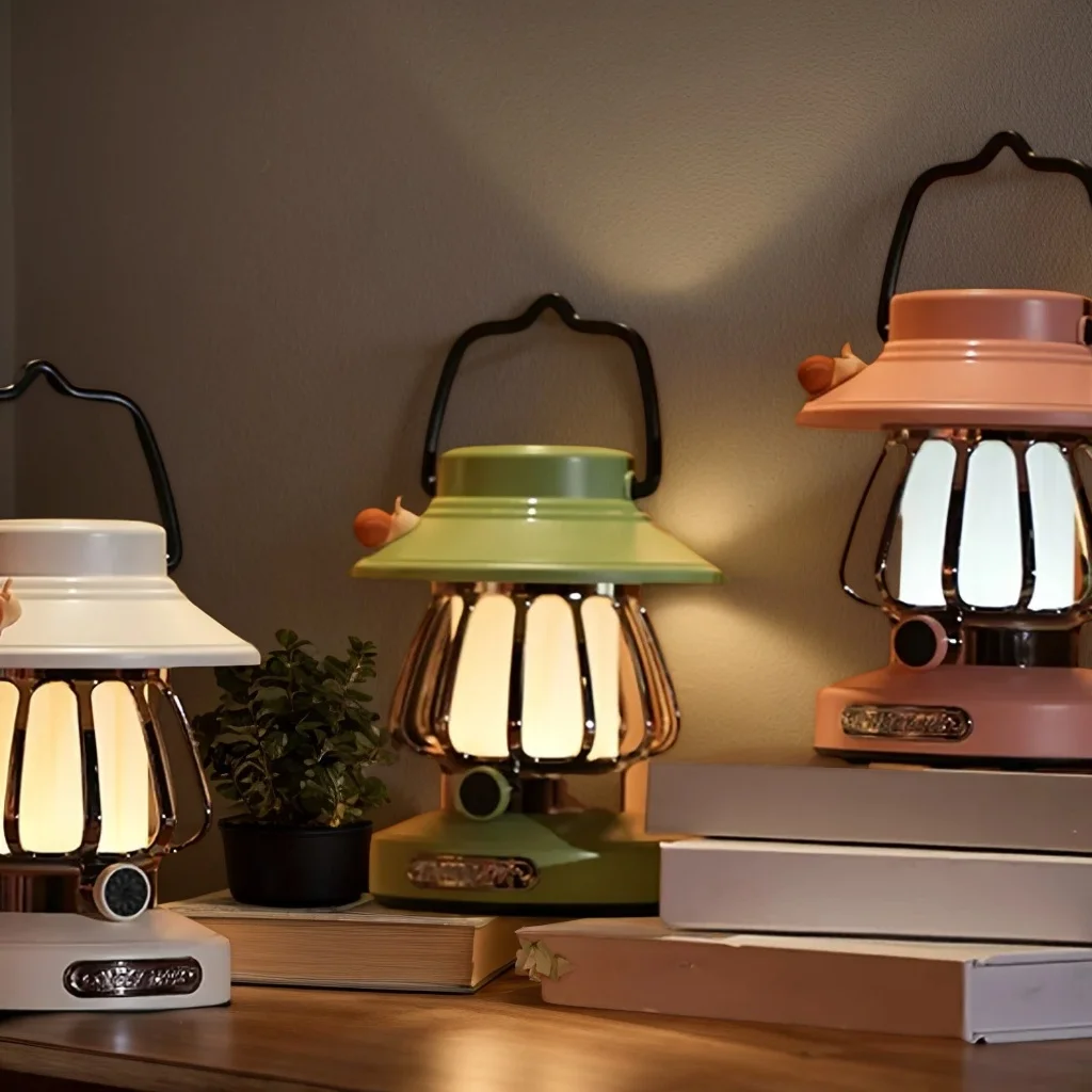 ​ ​ ضوء التخييم على شكل حلزون قديم - خيمة خارجية محمولة قابلة لإعادة الشحن لتزيين الفناء ​ ​ +