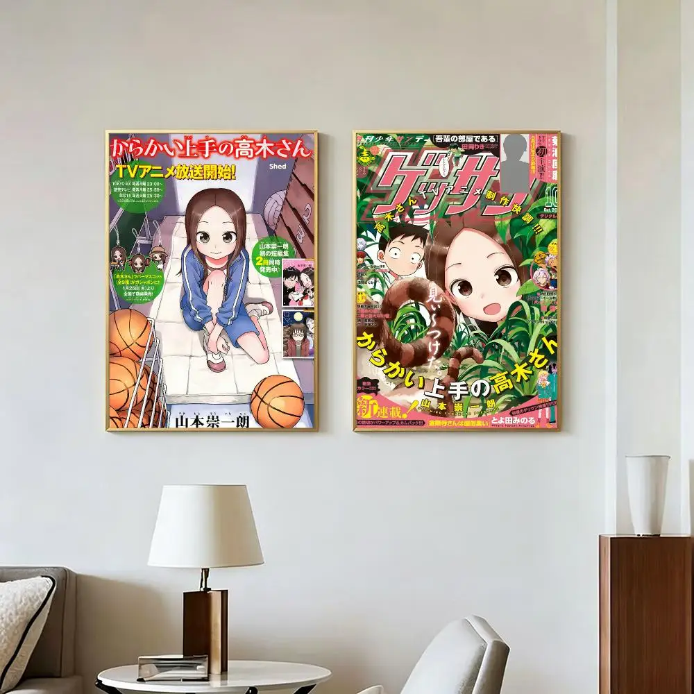 Anime T-Teasing Master Takagi-san Poster Peel And Stick Wall Art Self Adhesive PP Waterproof Wall Decor Living Room Bedroom Gift