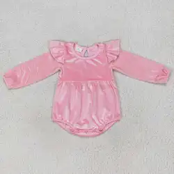 Wholesale Kids Newborn Pink Long Sleeves Jumpsuit Children Toddler One-piece Romper Baby Girl Velvet Bubble Clothing