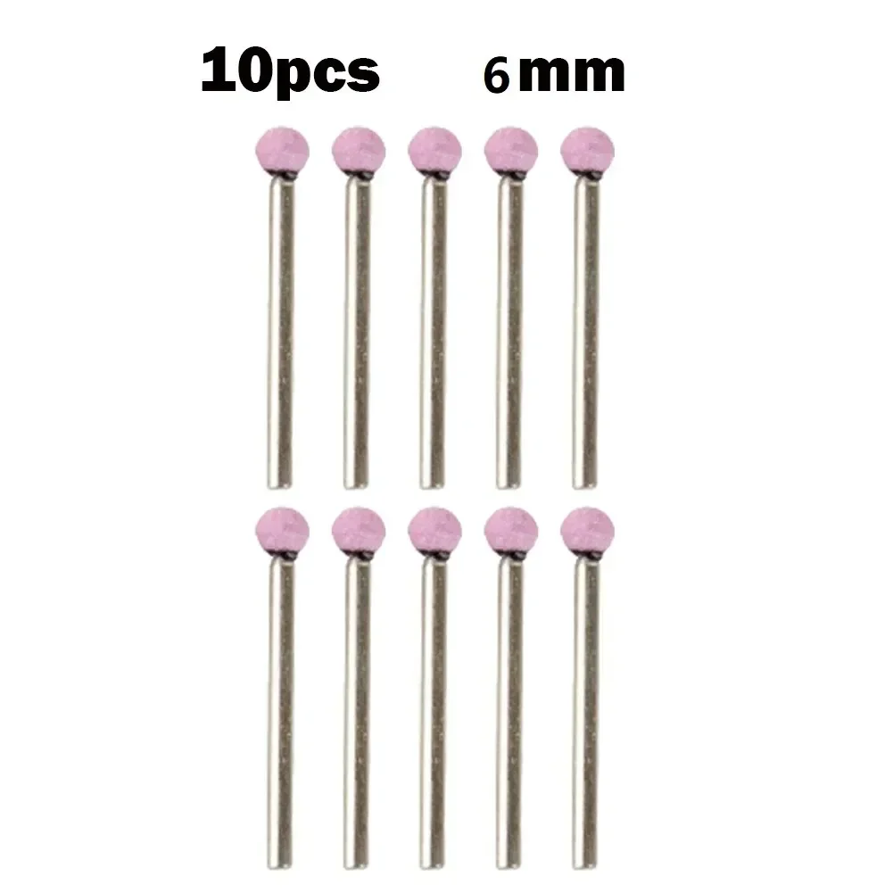 10 Chiếc Trục 3Mm Gắn Gốm Đầu Mài Điểm Hình Quả Bóng Đánh Bóng Nhám Con Quay Bánh Xe Dụng Cụ Điện