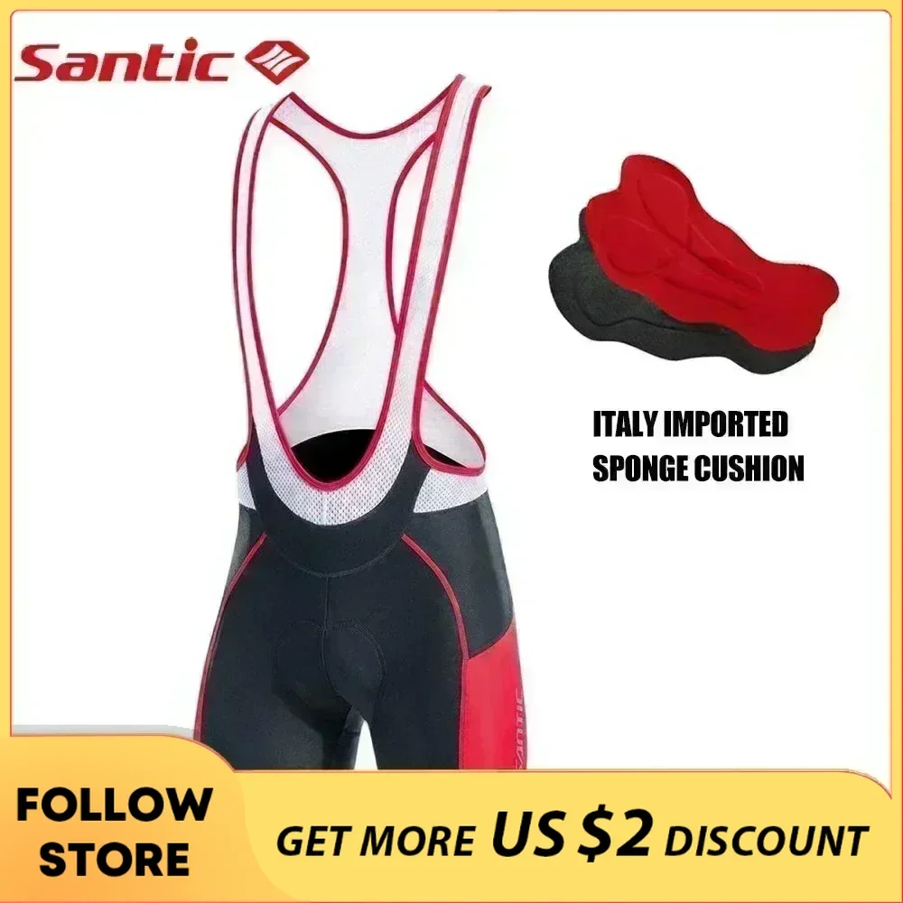 Santic Cycling Bib Shorts Men Pro 4D Coolmax Padded Breathable Summer Biker Shorts MTB Road Bike Pockets Gym Pants Asian Size