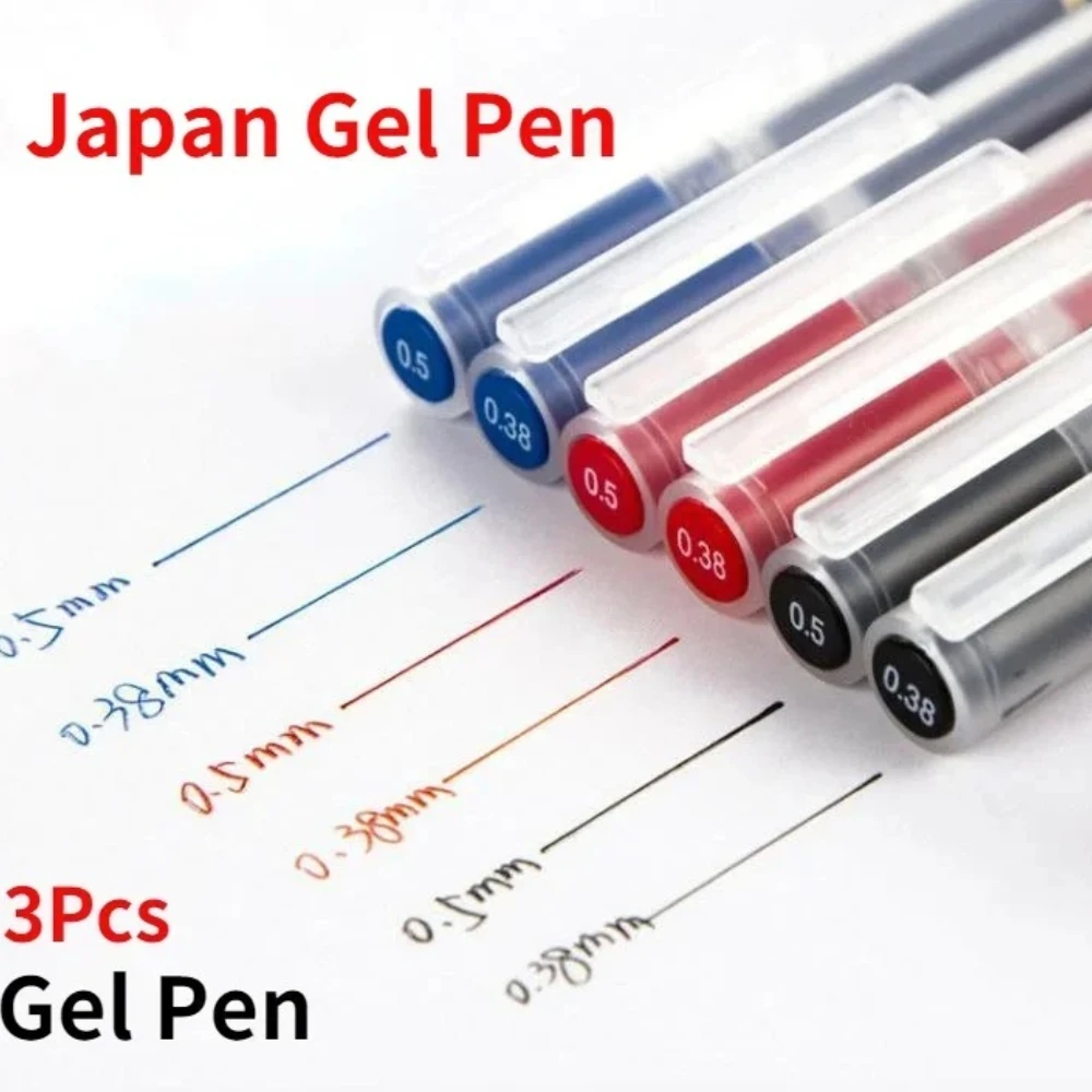 3Pcs 0.38/0.5mm Ink Refills Rod Handle MUJn Gel Pen Set Stationery Office Student Business Signature Pen Black/Red/Blue/deepblue