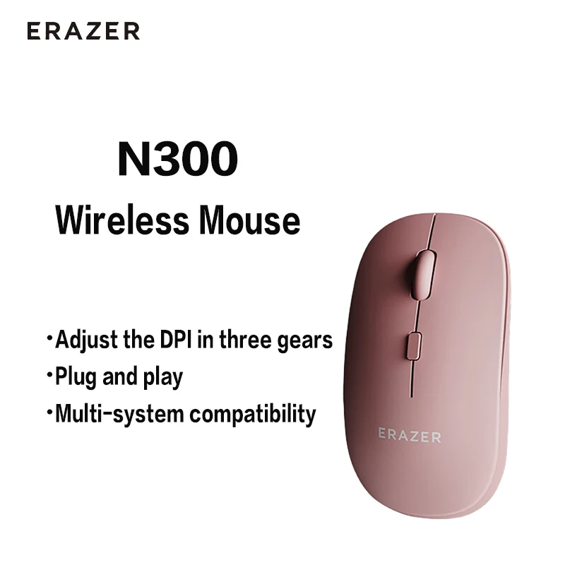 Erazer N300 Wireless Mouse DPI Three Adjustment Ergonomics Light Easy to Carry  Fully Compatible Plug and Play Home Office