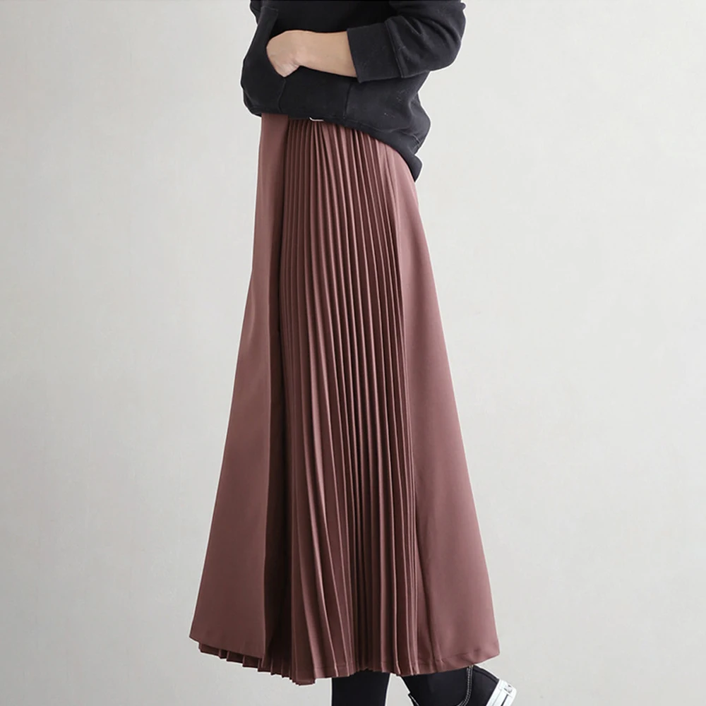 Women\'s Vintage High Waist Pleated Skirt Irregular Sashes Female Casual Skirts Mid Calf Autumn Winter New