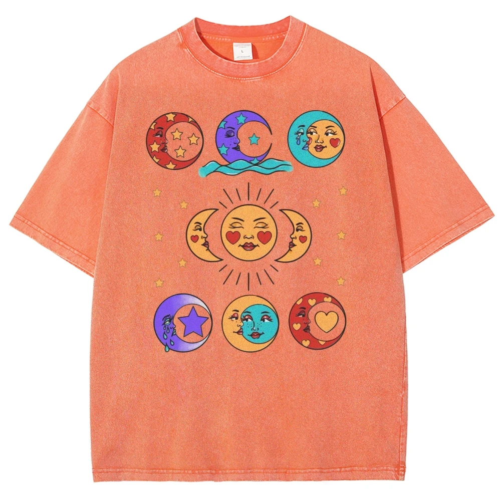 Miękka koszulka damska Cartoon Funny Sun Face Print Prezent urodzinowy Wysokiej jakości nowa koszulka z krótkim rękawem do codziennego noszenia