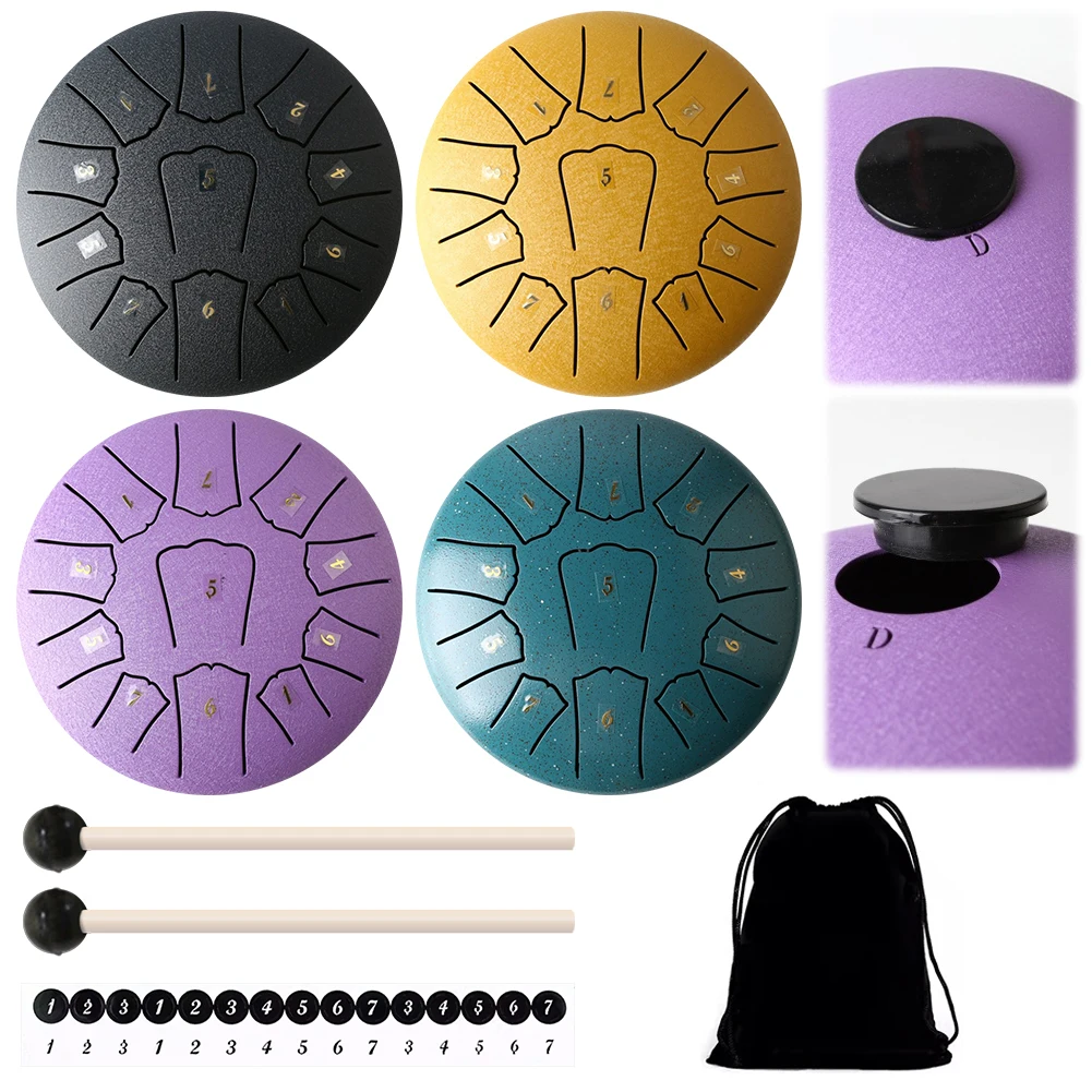 6 Inch 11 Notes Steel Tongue Drum with Drum Bag Music Book Drum Mallets Hand Pan Drum Rain Chime for Yoga Meditation Unique Gift