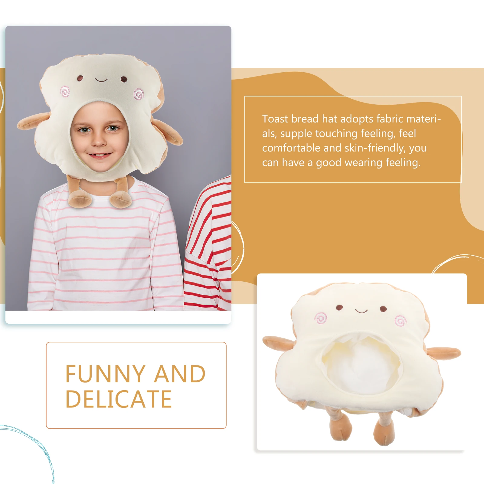 

Creative Toast Hat Prop Festival Party Performance Headgear Stuffed Cartoon Bread Hat Cosplay Costume Accessory Funny Decorative
