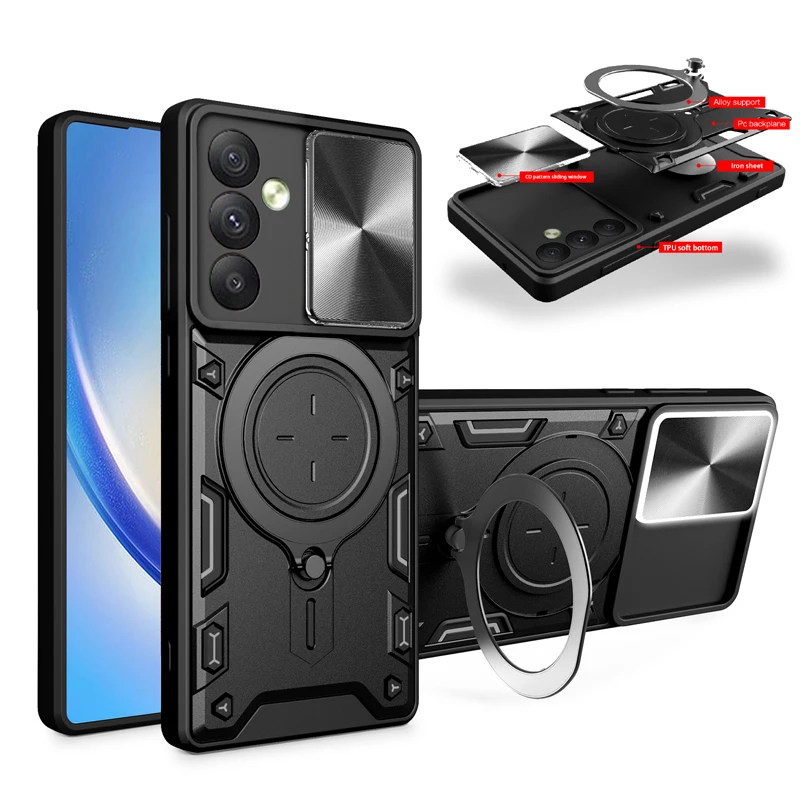 Capa de telefone armadura à prova de choque para Samsung Galaxy A52S A53 A54 A55 A56 A72 A73 5G Capa de anel de proteção de lente completa