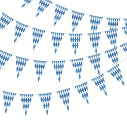 10m Oktoberfest Bunting Bavarian Banner Decoration Bavarian Check Flag Welcome Banner For German Theme Party Garland Decoration