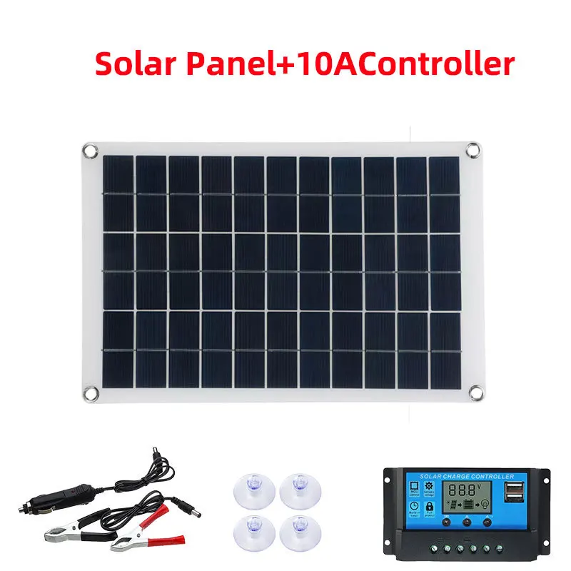 Wholesale Solar Panel 20W-100W USB Portable Waterproof 12V Solar Charger Outdoor Mobile Power Battery Sun Hiking Phone Charging