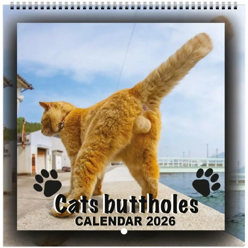 

2026 Humorous Cat Butt Calendar 12 Months Interesting Cat Tail Calendar Family Planner Living Room Bedroom Scheduling Tool