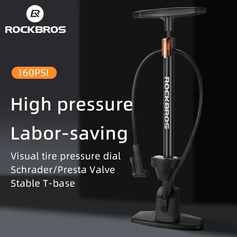 ROCKBROS Bike Pump 160PSI High Pressure Labor-Saving For Motorcycle Car Electric Bicycle AV/FV Inflator MTB Road Bike Accessorie