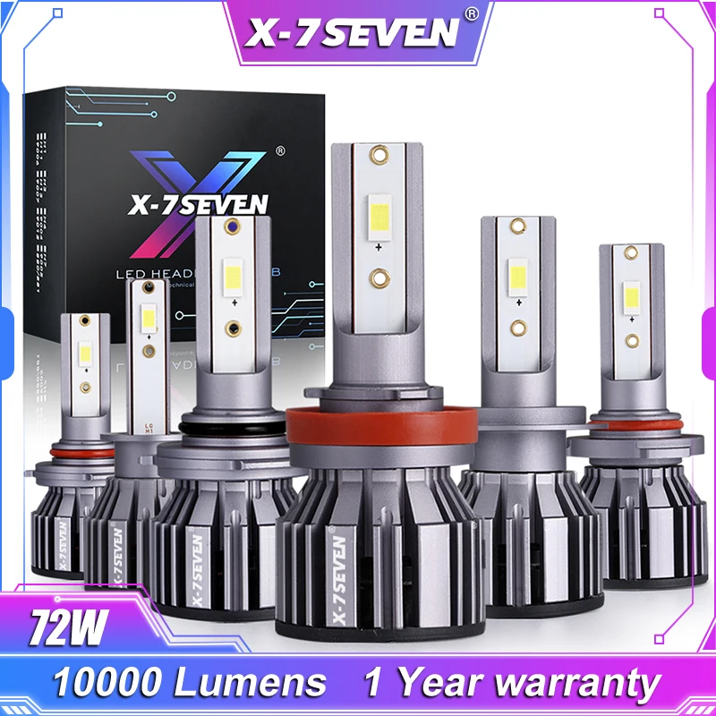 X-7SEVEN X-T2 72W 10000LM 6500K LED Headlight Bulb For Car H4 H7 9005 9006 9007 9012 H1 H11 H13 9004 880/881 5202