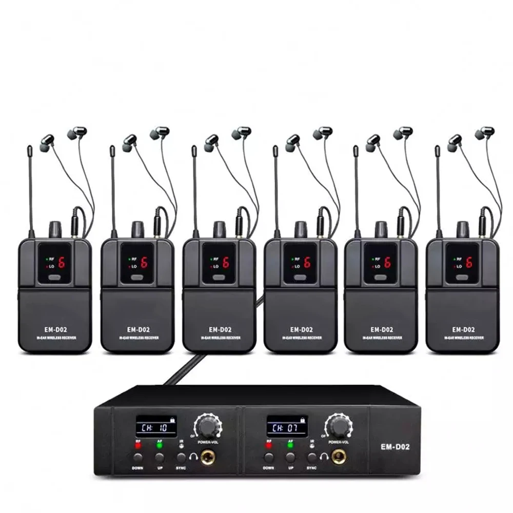 EM-D02 ثنائي القناة المهنية اللاسلكية في نظام مراقبة الأذن Bodypack رصد الأذن لأداء المرحلة