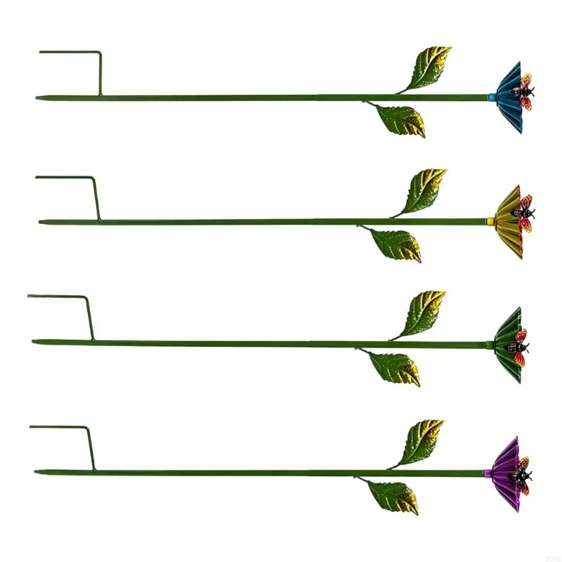 Gartenpfähle aus Metall für den Außenbereich, 4er-Set, Blumenpflücker aus Eisen für Rasenkanten, Gehwege, Blumentöpfe und B03E – Detail 3